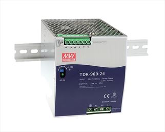 Mean Well AC DC PSU TDR 960 24 DIN Rail 24V 40A 3 Ph Input